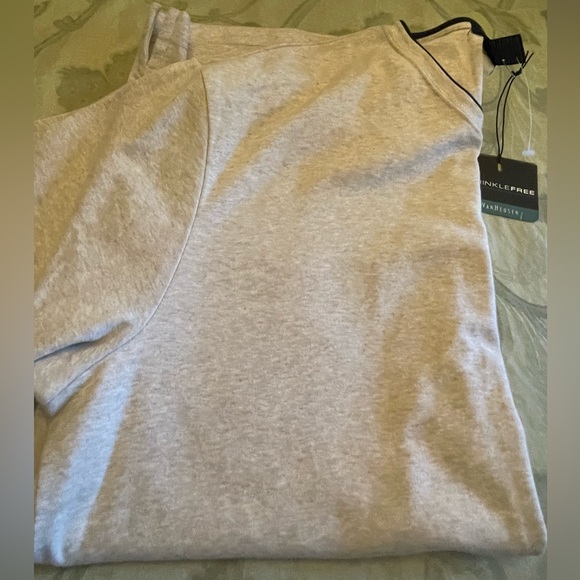 New Van Heusen V-neck Cotton Wrinkle Free Short Sleeve Oversized Oatmeal Top LG - Picture 15 of 16